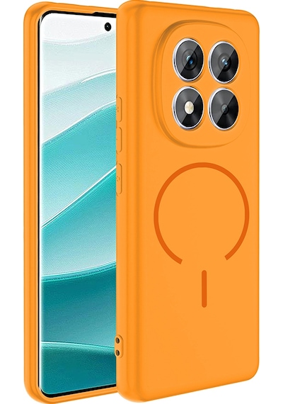 Xiaomi Redmi Note 14 Pro 5g Kılıf M-safe Şarj Özellikli Zore Meta Kapak Turuncu