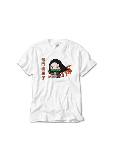 Demon Slayer Nezuko Kamado Tiny Beyaz Tişört Beyaz
