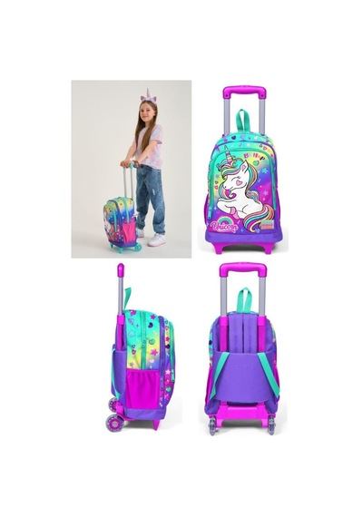 Coral High Kız Çocuk Yeşil Unicorn Tekerlekli Okul Çantası Ve Kal
