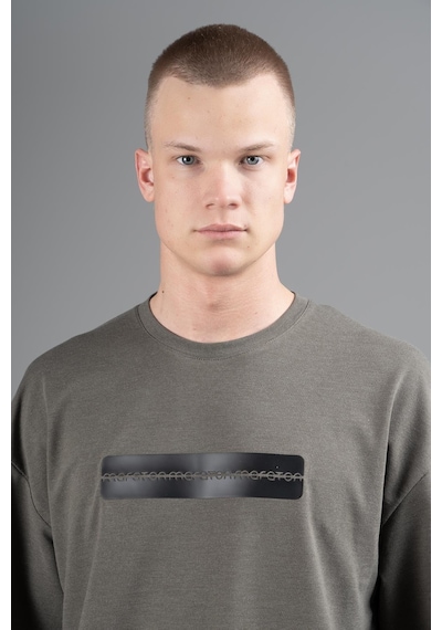 Maraton Sportswear Oversize Erkek Bisiklet Yaka Kısa Kol Basic Haki T-shirt 22749-haki