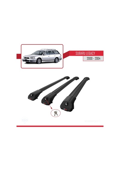 Subaru Legacy 2000-2004 Arası İle Uyumlu Ace-1 Ara Atkı Tavan Barı Siyah 3 Adet Bar