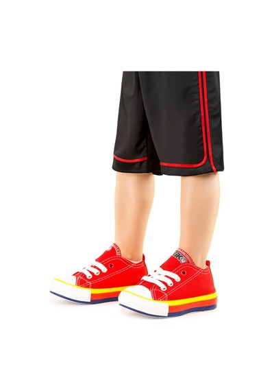 Kiko Kids Tinna Bağcıklı Erkek Bebek Keten Spor Ayakkabı Kırmızı