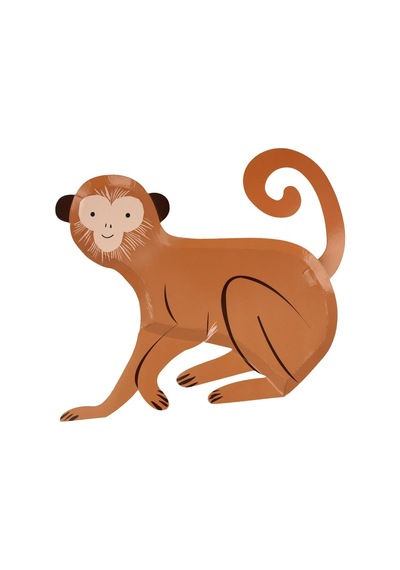 Meri Meri - Monkey Plates - Maymun Tabaklar - 8'li