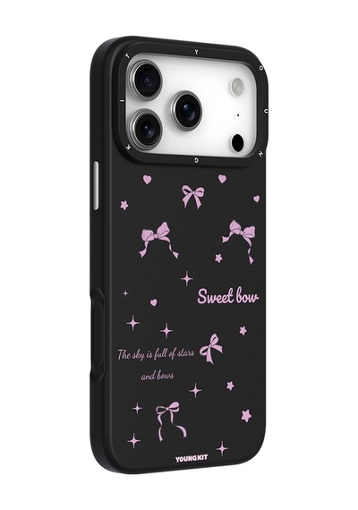 Apple Uyumlu iPhone 17 Pro Max  Kılıf M-safe Şarj Özellikli Airbagli Youngkit Sweathart Serisi Kapak Siyah Siyah