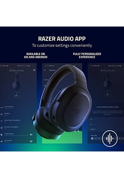 Razer Barracuda X - Kablosuz Çoklu Platform Oyun Ve Mobil Kulaklık Smartswitch Çift Kablosuz, Ergonomik Tasarım, Triforce 40mm, Kardioid Mikrofon, Kulaklık Üstü Kontroller, 50 Saat Pil Usb-c Siyah