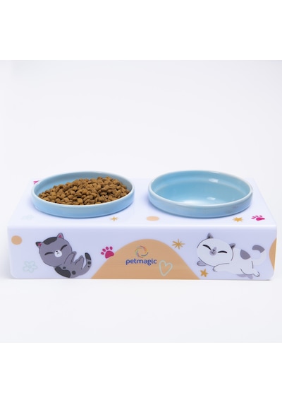 Petmagic Akrilik Pleksi Evcil Hayvan Renkli Seramik Kaseli Kedi Köpek Mama Su Kabı Kedi