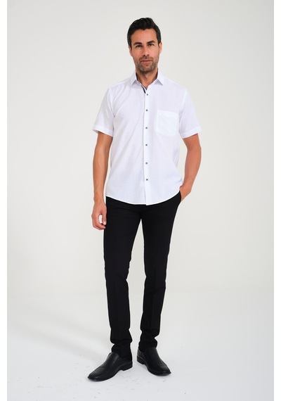 Klasik Kısa Kol Açık Zemin Kutu Desen Keten Cotton Hediye Kutulu Erkek Gömlek Fs-000745 - Beyaz Lacivert-1672 Klasik Kısa Kol Açık Zemin Kutu Desen Keten Cotton Hediye Kutulu Erkek Gömlek Fs-000745 - Beyaz Lacivert-1672