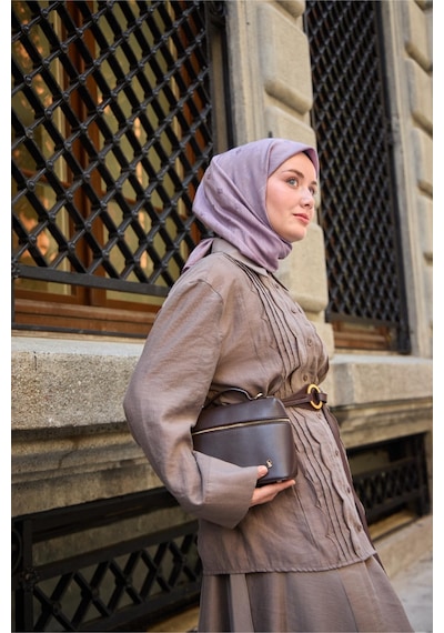 Silk Home Monogram Pamuk İpek Eşarp 130001-17 lila