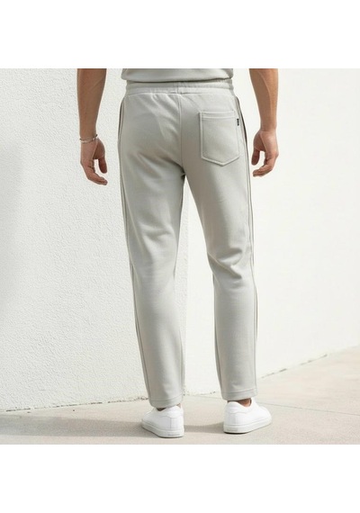 Plus Scorpion Erkek Slim Fit Eşofman Altı Yan Şeritli Pamuklu Siyah