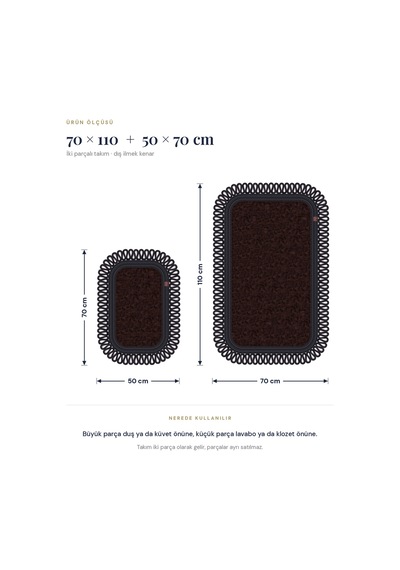 Banyo Paspası Takımı 70x110+50x70 Cm Dış Trikot Acı Kahve & Siyah