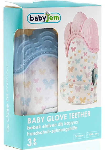 Babyjem Bebek Diş Kaşıyıcı Eldiveni Kelebek Mavi