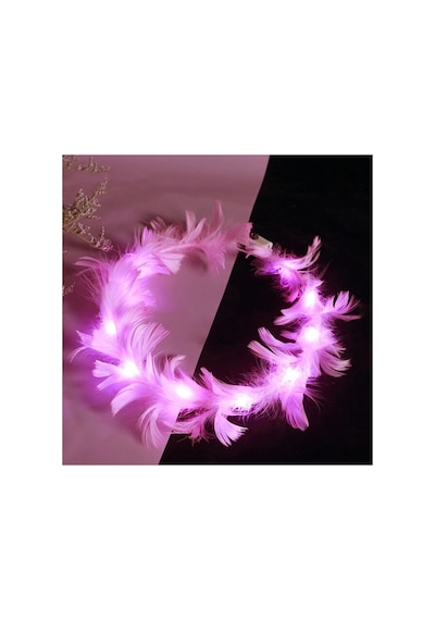 Led Işıklı Rengarenk Yanan 3 Fonksiyonlu Otrişli Parti Tacı Pembe Renk 12x12 Cm 0  -  99