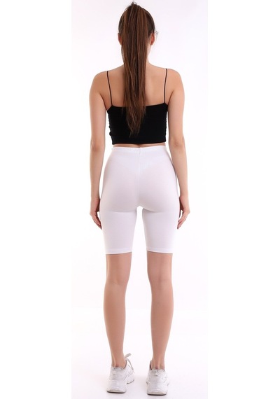Self Clothing Kadın Ekru Penye Kumaş Yüksek Bel Kısa Tayt Slf1295