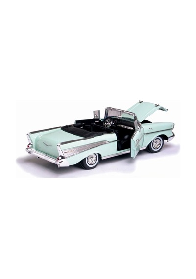 1:18 1957 Chevrolet Bel Air Su Yeşili Klasik Diecast Model Araba 28cm Çok Renkli