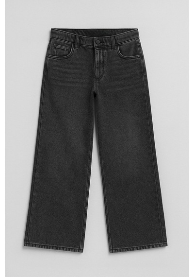Kadın Gri Yüksek Bel Wide Leg Jean Pantolon Gri