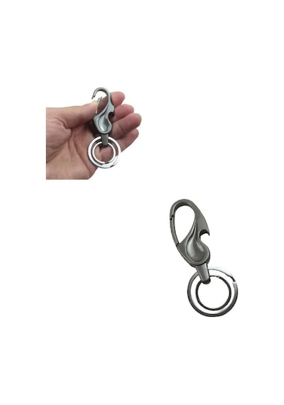 Çift Anahtar Halkalı Kemer Köprüsü Vb. Takılabilen Kancalı Metal Füme Açacak Anahtarlık 1 Adet Prs-12-1119