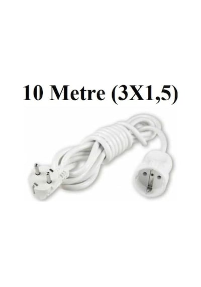 Topraklı Tekli Priz 10 Metre 3x1.5 Mm Seyyar Uzatma Kablosu