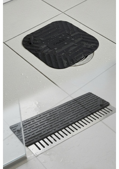Siyah Uzun Ve Siyah Kare Silikon Gider Kapağı 2'li Set Koku Önleyici Banyo Mutfak Gider Tıkacı
