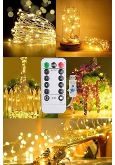 Günışığı Renk Uzaktan Kumandalı Ve Fonksiyonlu 10 Metre Usb Peri Led Parti Kutlama Aydınlatma