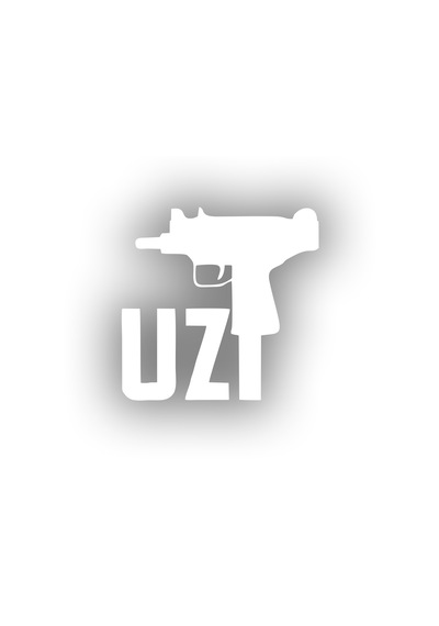 Uzi Araba Stickeri 17x17 Cm Beyaz