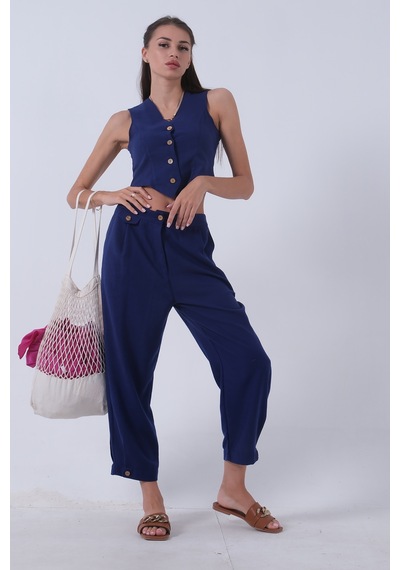 Feminist Saks Keten Yelekli Takım 0106321.26 001