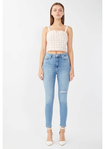 Kadın Mavi Süper Skinny Fit Jean Pantolon 001