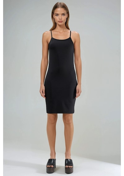 Hiccup Askılı Bodycon Mini Elbise Ellie Collection Siyah 02