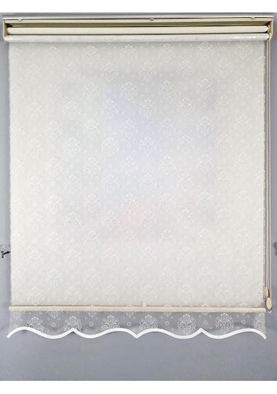 Bbb Damask Desenli Çift Mekanizmalı Tül Stor Perde Mt3049
