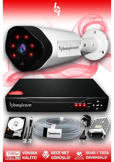 Bayicam 1 Kameralı Uzay 1 Dış Kamera Set 320 GB HDD Full HD Gece Görüşlü Güvenlik Kamerası Sistemi