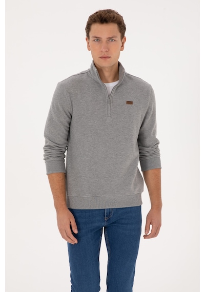 U.S. Polo Assn. Erkek Regular Fit Yarım Fermuarlı Gri Melanj Basic Sweatshirt 50313802-VR086 U.S. Polo Assn. Erkek Regular Fit Yarım Fermuarlı Gri Melanj Basic Sweatshirt 50313802-VR086