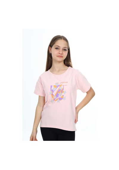 Toontoy Kids Toontoy Kız Çocuk Baskılı Tişört Pudra