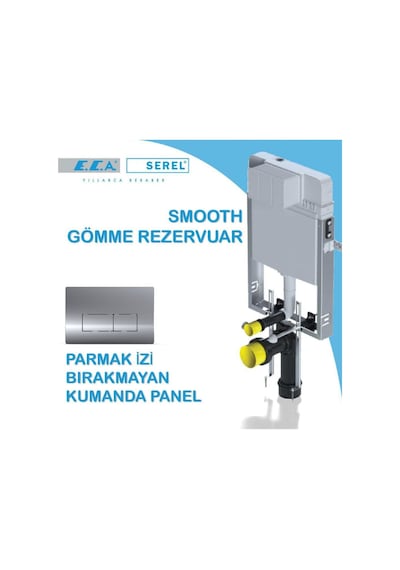 Serel Smooth Asma Klozet İçin Metal Ayaklı Gömme Rezervuar Set1 Krom