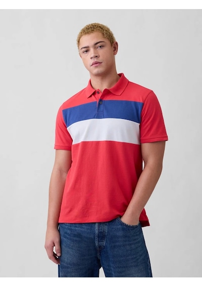 Gap V-stretch Pıque Polo - Novelty Mavi