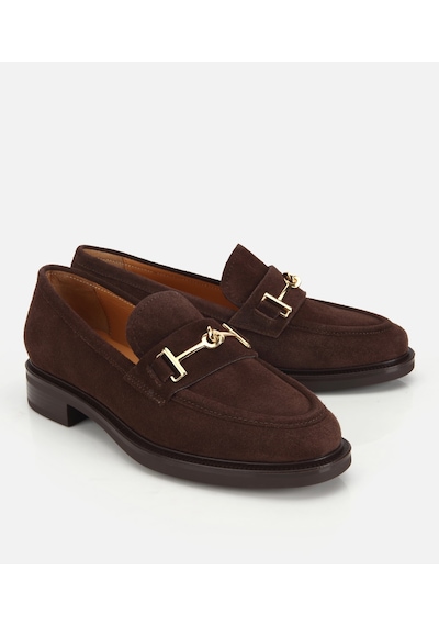 Hotiç Kadın Süet Deri Siyah Tokalı Klasik Loafer