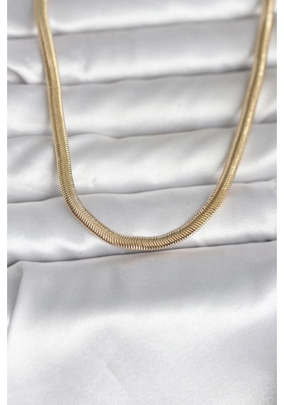 Ceylan Adam Cm 14k Gold Renk Yassı Yılan Zincir Model 45 Cm Kadın Kolye Çok Renkli