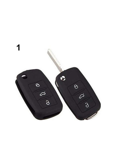 Polo Passat B5 Golf Jetta Mk6 Tiguan Eos Scirocco Silikon Araba Anahtarı Kılıfı Siyah Logosuz