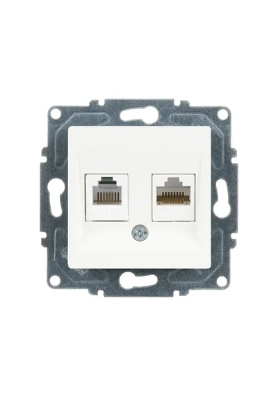 Eqona Radius Neoline Data + Nümeris Telefon Prizi Rj45 Cat6 + Cat3 , Beyaz Mekanizma + Tuşkapak