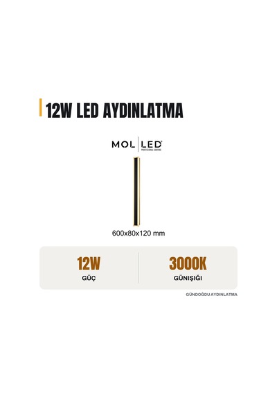 Molled Oliva Serisi 12w Siyah 60 Cm Dekoratif Led Dış Mekan Aplik 3000k - Mol8809