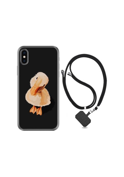 Apple Uyumlu iPhone XS Max Kılıf Boyun Askılı Üzgün Ördek 1685