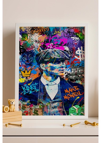 Peaky Blinders Thomas Shelby Çerçeveli Tablo Make Money Graffiti Yeni İşyeri Ofis Hediyesi Street Art