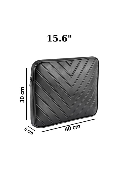 Notebook Laptop Apple Uyumlu MacBook Çantası Suni Deri 15.6" İnç - 800-düz Siyah