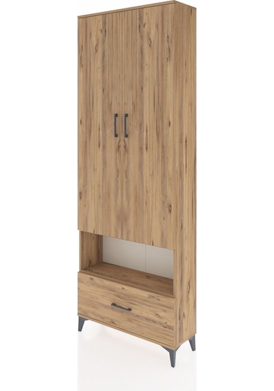 Arges Dolap 2 Raflı Tek Çekmeceli Tek Askılı 88x30x243 Çam-çam Atlas Çam