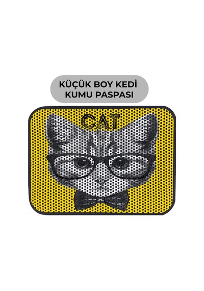Renkli Desenli Elekli Kedi Tuvalet Önü Paspası 45 X 60 Cm Küçük Sarı - 834019626
