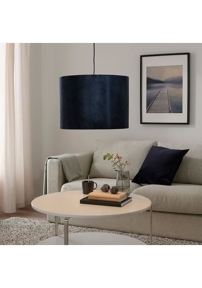Ikea Molnskıkt Abajur Başlığı, Koyu Mavi Kadife, 42 Cm
