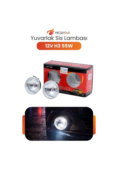 Sis Farı Seti 12v H3 55w Yuvarlak Universal Oto Sis Lambası Takım Net Aydınlatma