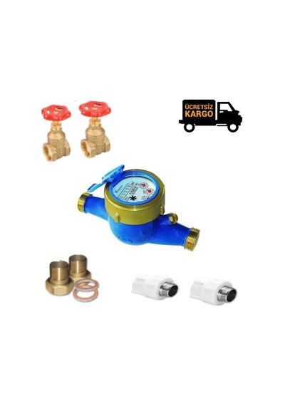 3/4 Su Saati+3/4 Şiber Vana+25mm Rakor+Saat Rakoru