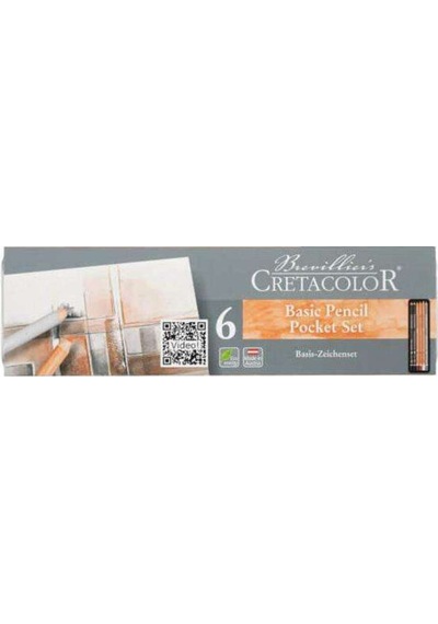 Basic Drawing Set Temel Çizim Kalemleri Eskiz Seti 6'lı Metal Kutu / 40006 Renkli