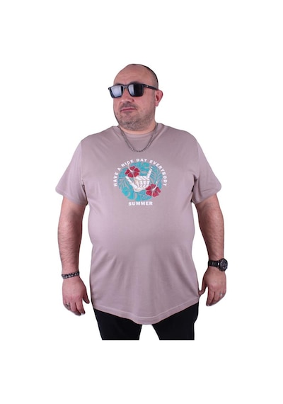 Starbattal Büyük Beden Erkek Sıfır Yaka Tişört Summer 23119 Toprak-Toprak Çok Renkli