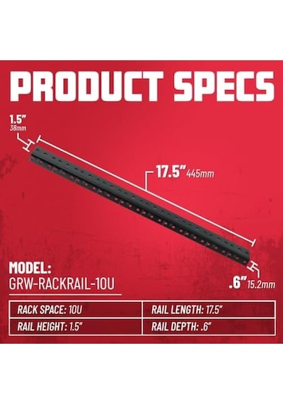 Gator Rackworks Ağır Hizmet Tipi Çelik Raf Ray Seti 10u Raf Boyutu Grw-rackraıl-10u
