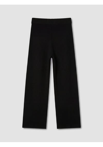 Lcwaıkıkı Classic Siyah Beli Lastikli Geniş Paça Kadın Triko Pantolon